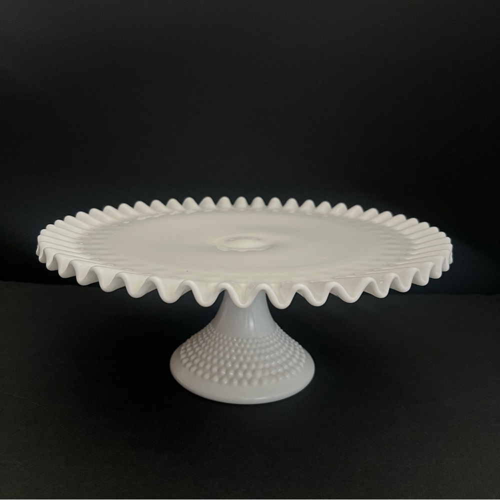 Fenton Milk Glass Cake Stand 13” White Pedestal - Picture 11 of 16